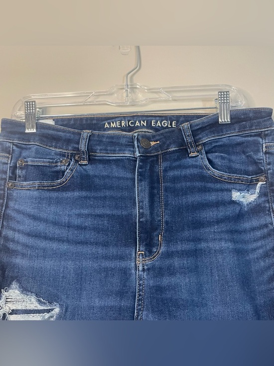American Eagle Outfitters Dark Blue Distressed Skinny Jeans - Picture 4 of 7